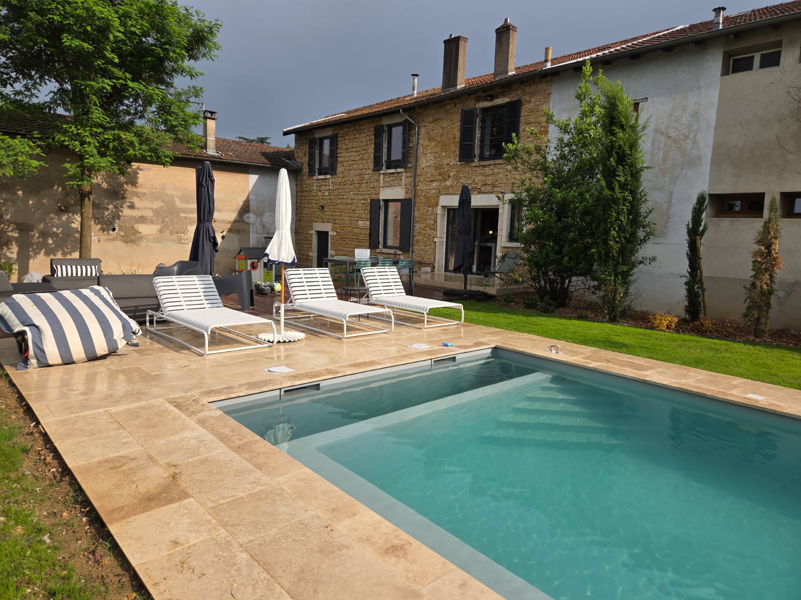 travertin, piscine