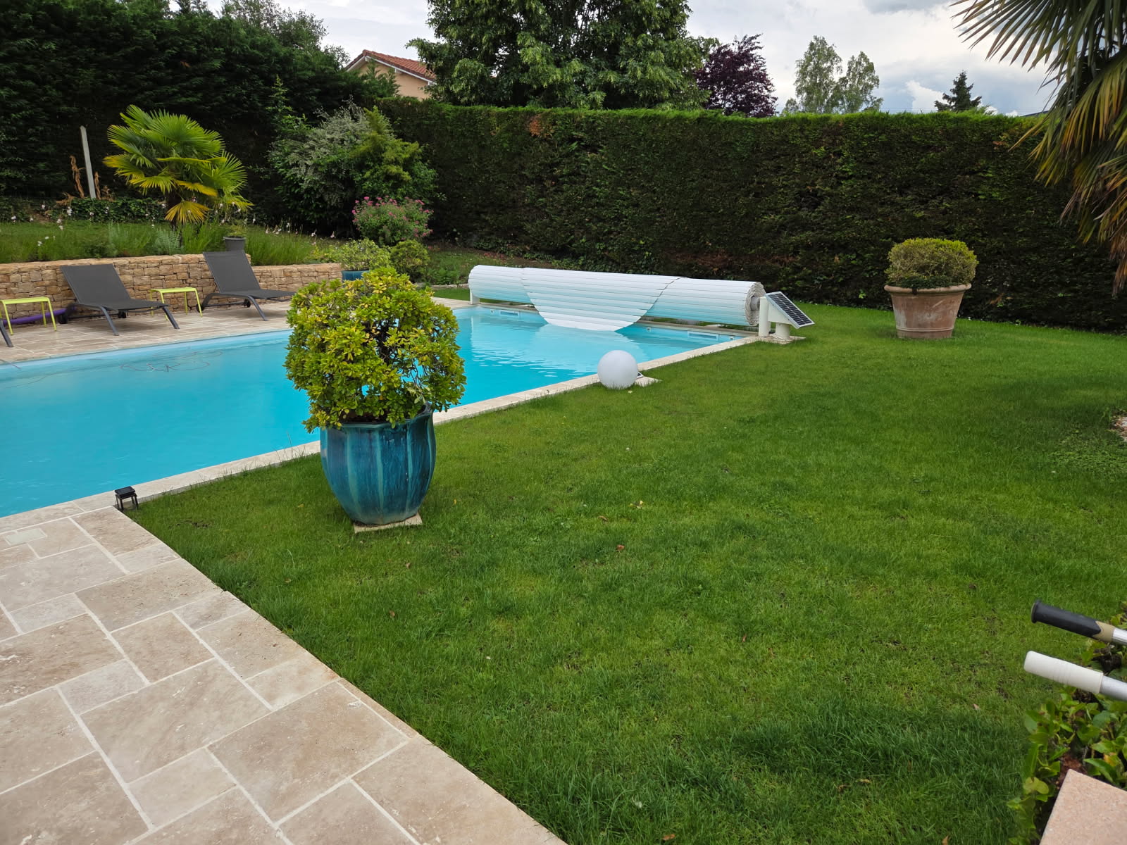 travertin, terrasse, piscine